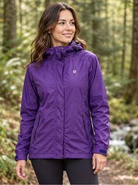 Mountain Warehouse Purple Hooded Rain Jacket US 8 Gorpcore Outdoorsy